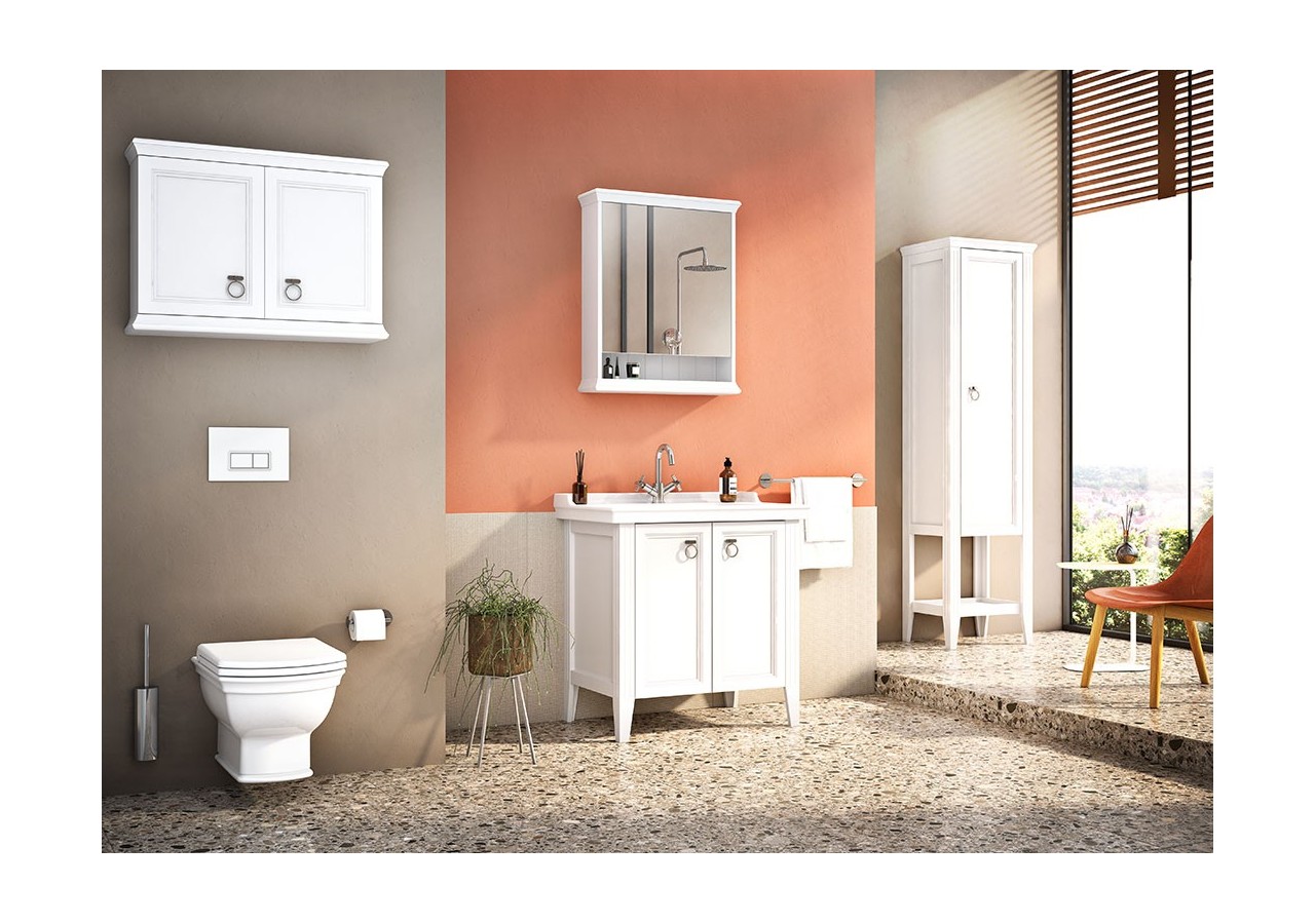 Valarte meuble avec plan céramique, 100 cm, avec portes, blanc mat - 62156 - Vitra