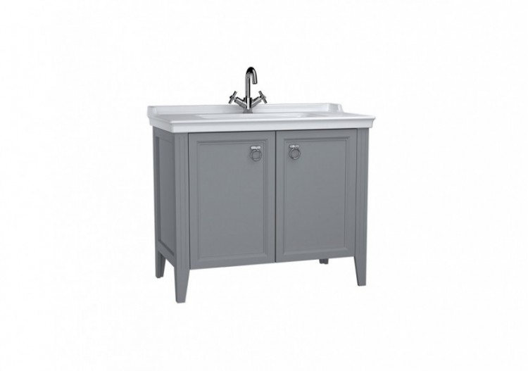 Valarte meuble avec plan céramique, 100 cm, avec portes, gris mat - 62157 - Vitra