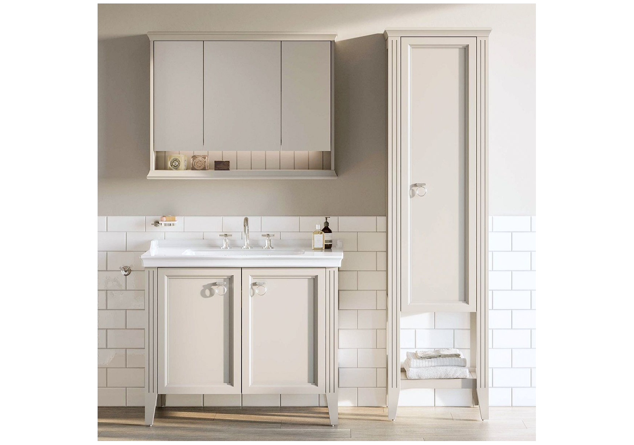 Valarte meuble avec plan céramique, 100 cm, avec portes, ivoire mat - 62158 - Vitra