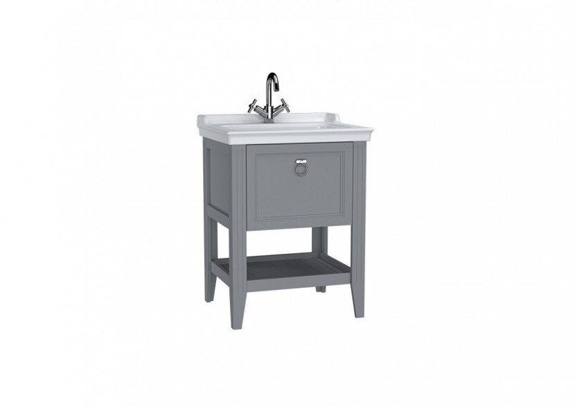 Valarte meuble avec plan céramique, 65 cm, avec tiror, gris mat - 62178 - Vitra Valarte meuble avec plan céramique, 65 cm, avec tiror, gris mat - 62178 - Vitra