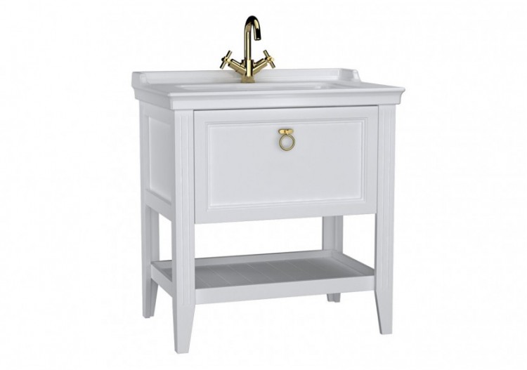 Valarte meuble avec plan céramique, 80 cm, avec tiror, blanc mat - 62180 - Vitra