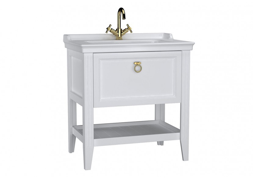Valarte meuble avec plan céramique, 80 cm, avec tiror, blanc mat - 62180 - Vitra Valarte meuble avec plan céramique, 80 cm, avec tiror, blanc mat - 62180 - Vitra