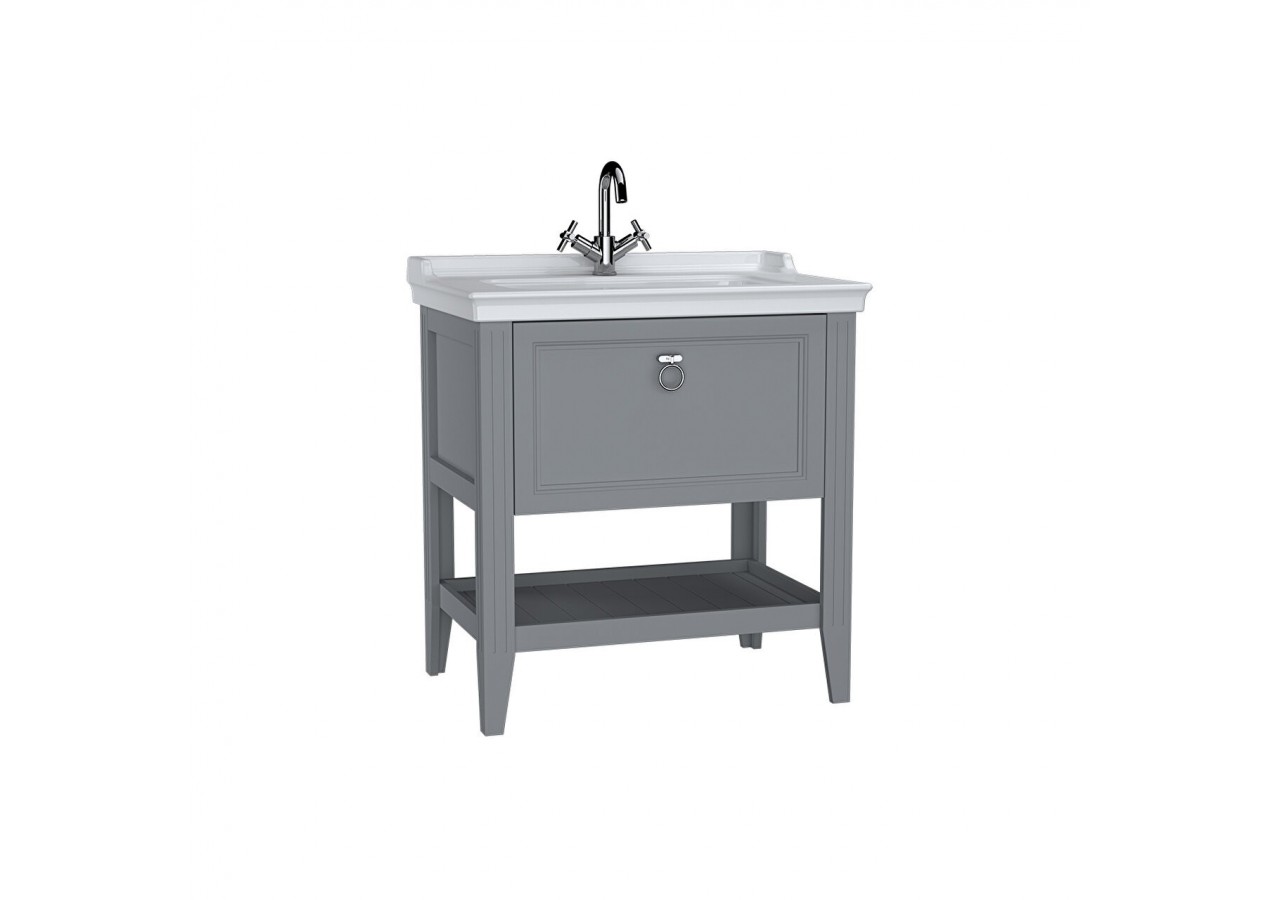 Valarte meuble avec plan céramique, 80 cm, avec tiror, gris mat - 62181 - Vitra