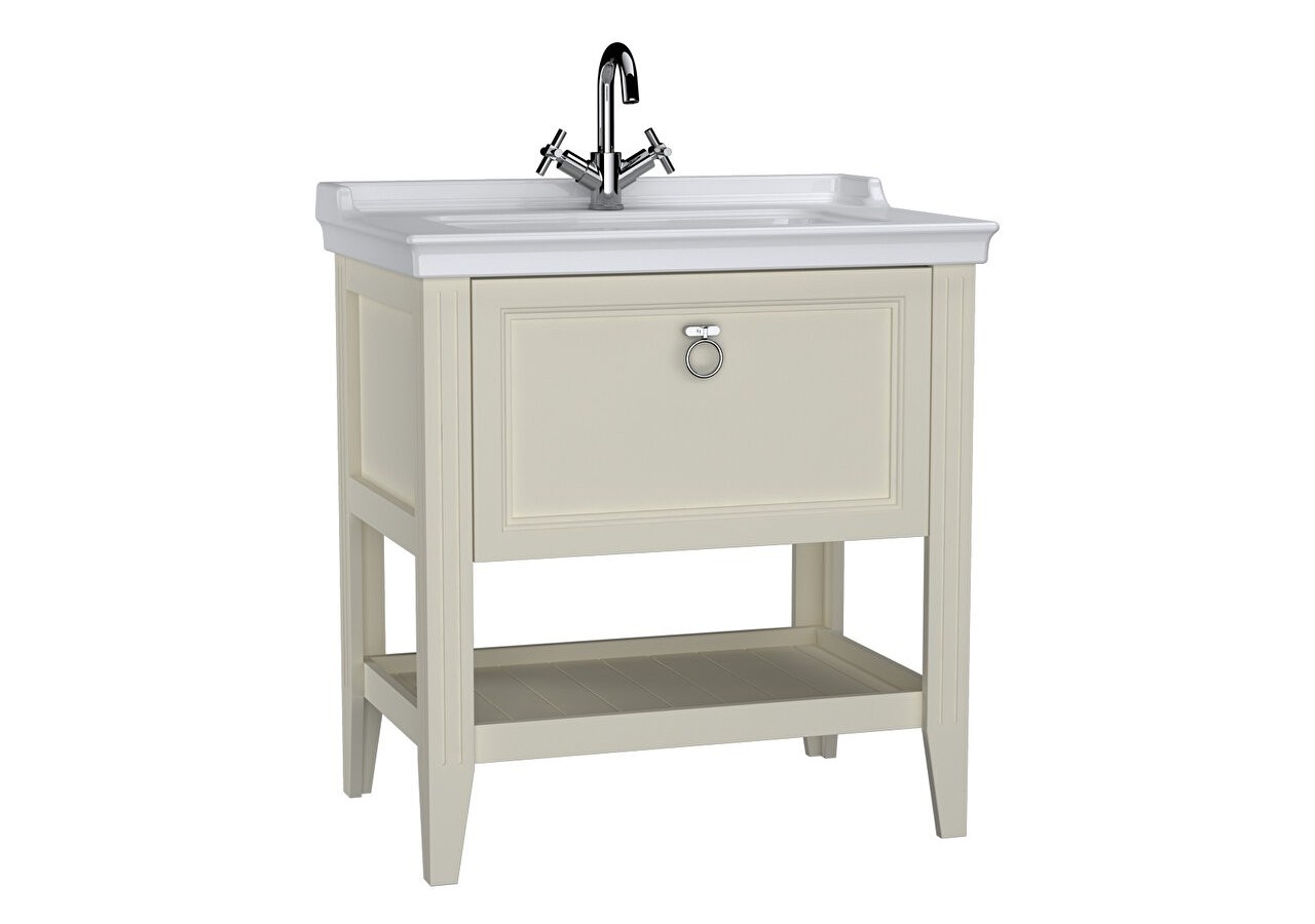 Valarte meuble avec plan céramique, 80 cm, avec tiror, ivoire mat - 62182 - Vitra
