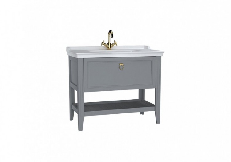 Valarte meuble avec plan céramique, 100 cm, avec tiror, gris mat - 62184 - Vitra