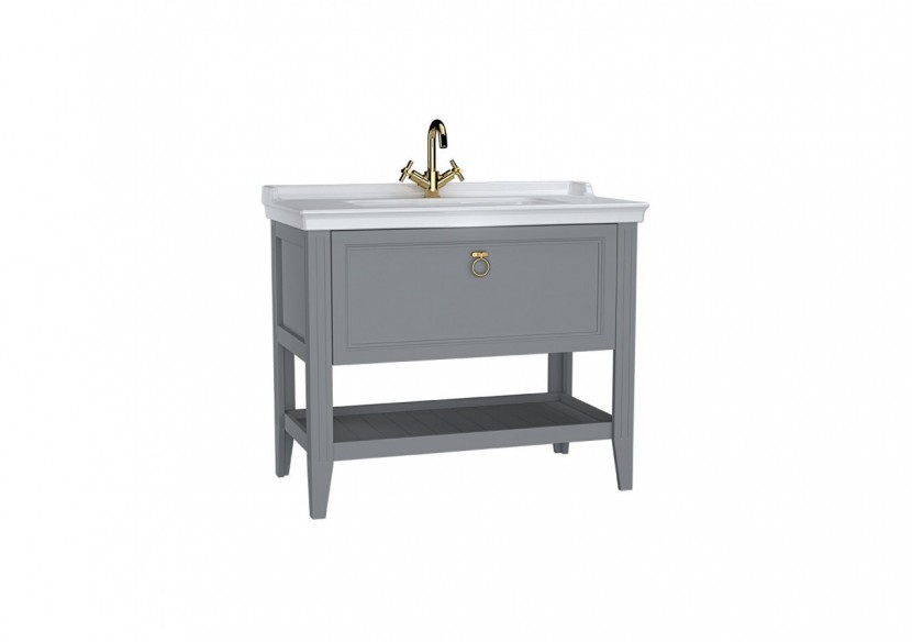 Valarte meuble avec plan céramique, 100 cm, avec tiror, gris mat - 62184 - Vitra Valarte meuble avec plan céramique, 100 cm, avec tiror, gris mat - 62184 - Vitra