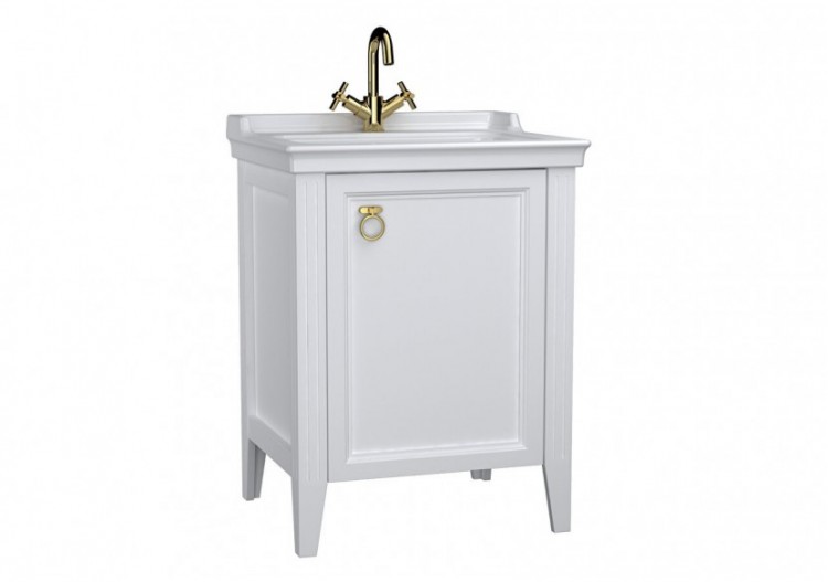 Valarte meuble avec plan céramique, 65 cm, avec porte, blanc mat, droite - 62259 - Vitra