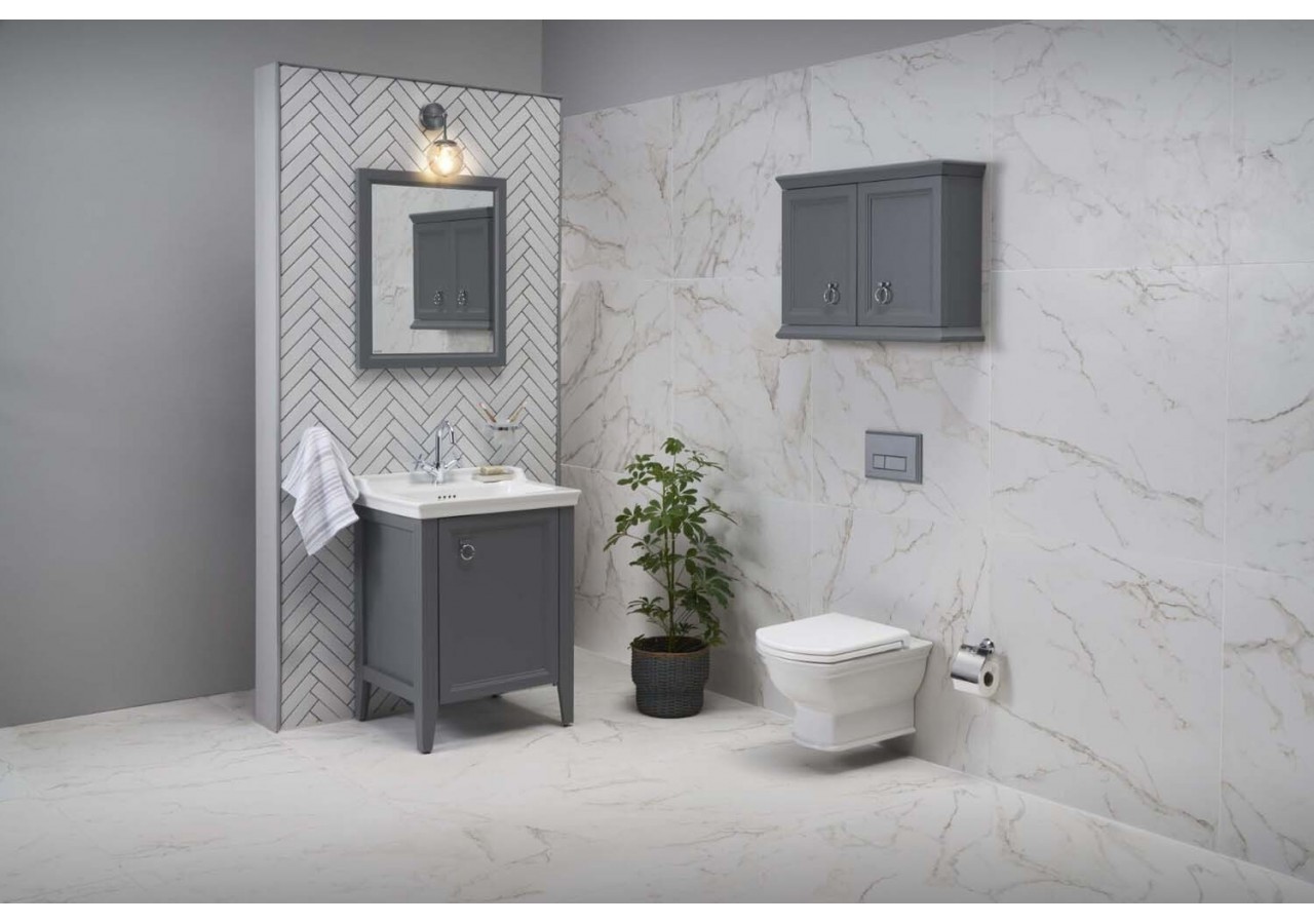 Valarte meuble avec plan céramique, 65 cm, avec porte, gris mat, droite - 62260 - Vitra