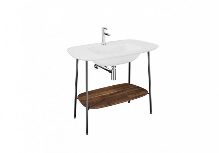 Plural console avec plan céramique, blanc, étagère en chêne foncé, 99,5 cm - 64044 - Vitra