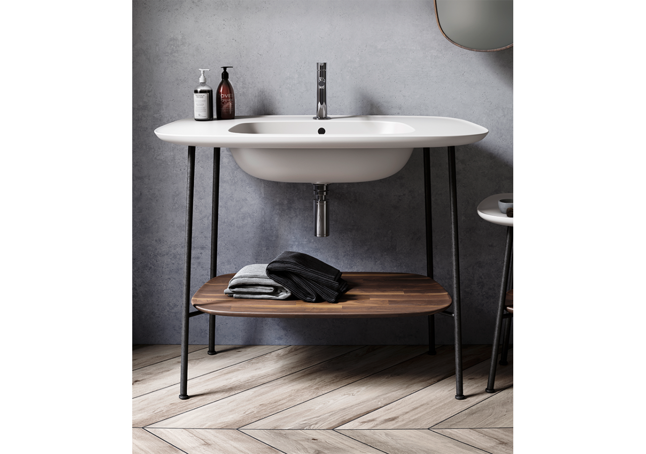 Plural console avec plan céramique, blanc, étagère en chêne foncé, 99,5 cm - 64044 - Vitra