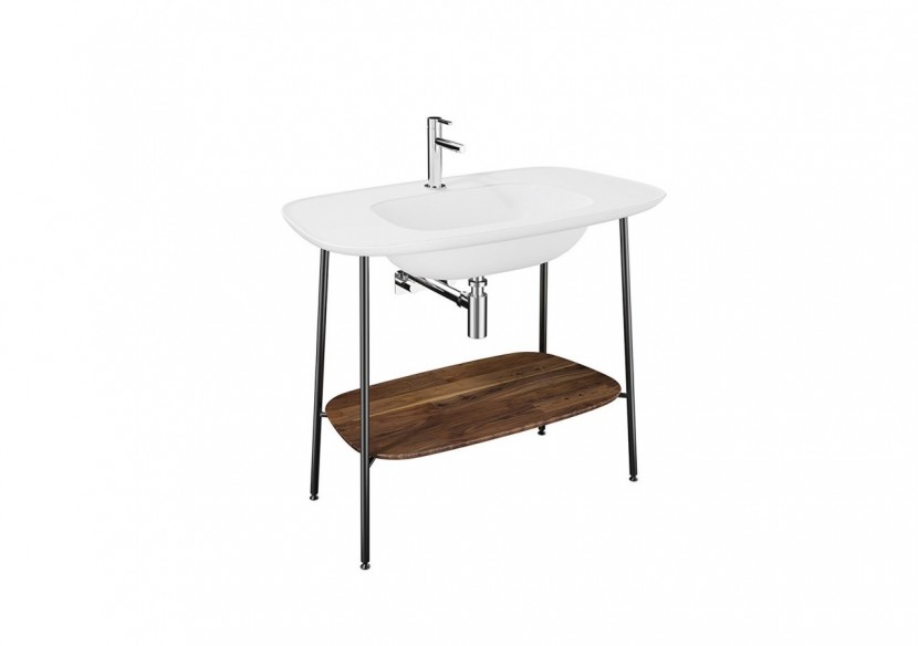 Plural console avec plan céramique, Edelweiss, étagère en chêne foncé, 99,5 cm - 64045 - Vitra