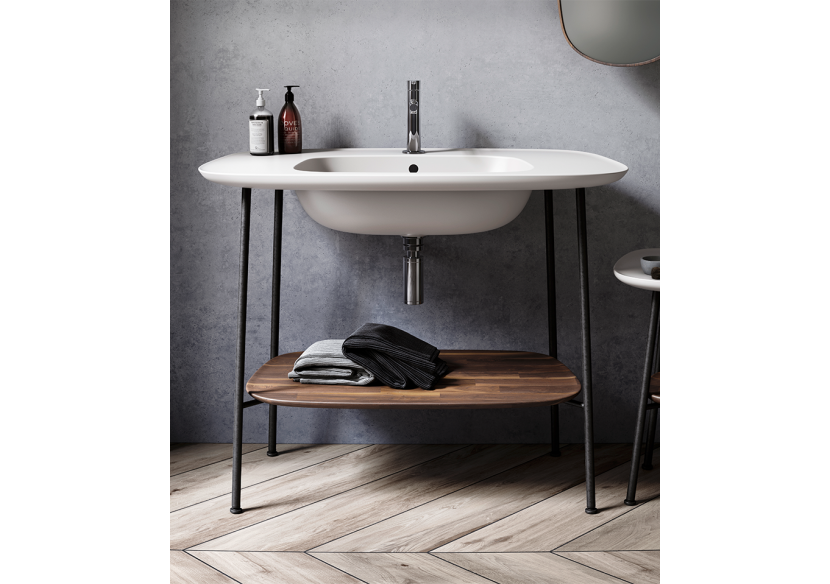 Plural console avec plan céramique, Edelweiss, étagère en chêne foncé, 99,5 cm - 64045 - Vitra