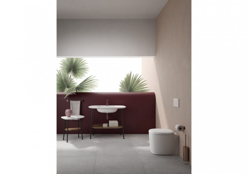 Plural console avec plan céramique, Edelweiss, étagère en chêne foncé, 99,5 cm - 64045 - Vitra