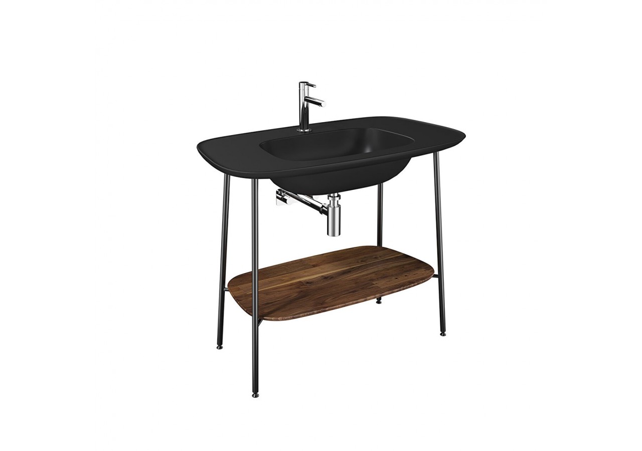 Plural console avec plan céramique, noir mat, étagère en chêne foncé, 99,5 cm - 64046 - Vitra