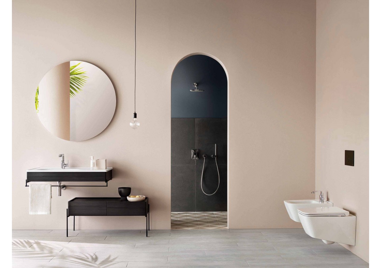 Equal plan cér. asym., panneau en bois et porte-serv., chêne noir str., 100cm - 64088 - Vitra