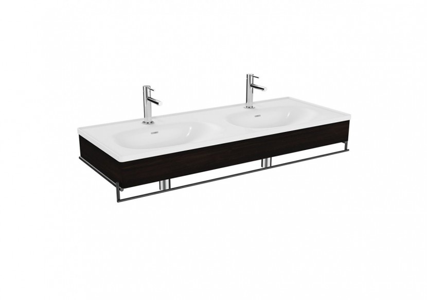 Equal plan cér.,lavabo double,pann. en bois et porte-serviettes,orme,130cm - 64098 - Vitra Equal plan cér.,lavabo double,pann. en bois et porte-serviettes,orme,130cm - 64098 - Vitra