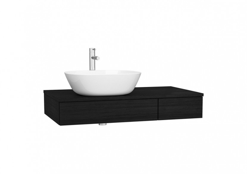 Origin plan de toilette avec tiroir, 90 cm, chêne noir structure, gauche - 65673 - Vitra
