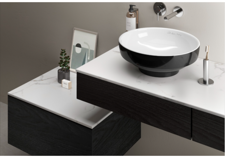 Origin plan de toilette avec tiroir, 90 cm, chêne noir structure, gauche - 65673 - Vitra 2
