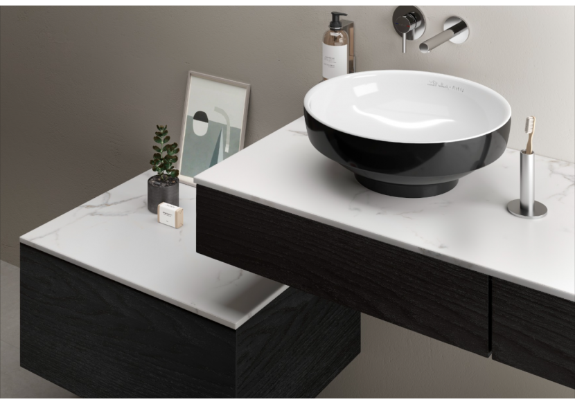Origin plan de toilette avec tiroir, 90 cm, chêne noir structure, gauche - 65673 - Vitra