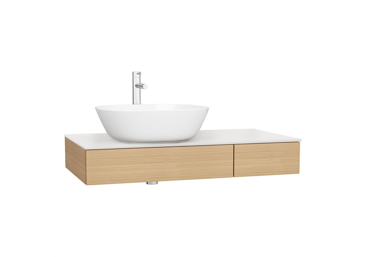 Origin plan de toilette avec tiroir, 90 cm, chêne ferrera, découpe pour siphon à gauche - 65675 - Vitra