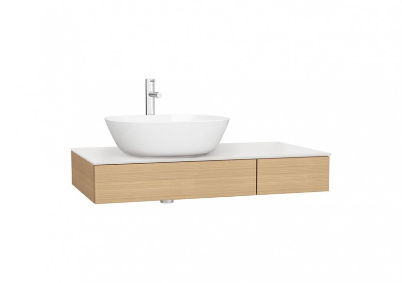 Origin plan de toilette avec tiroir, 90 cm, chêne ferrera, découpe pour siphon à gauche - 65675 - Vitra