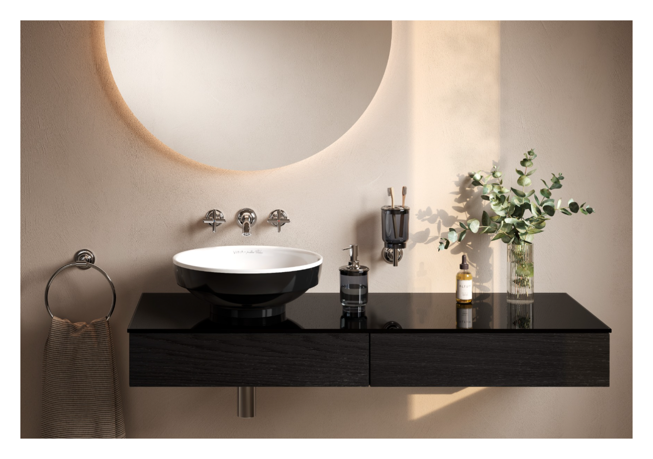 Origin plan de toilette avec tiroir, 120 cm, chêne noir structure, gauche - 65679 - Vitra