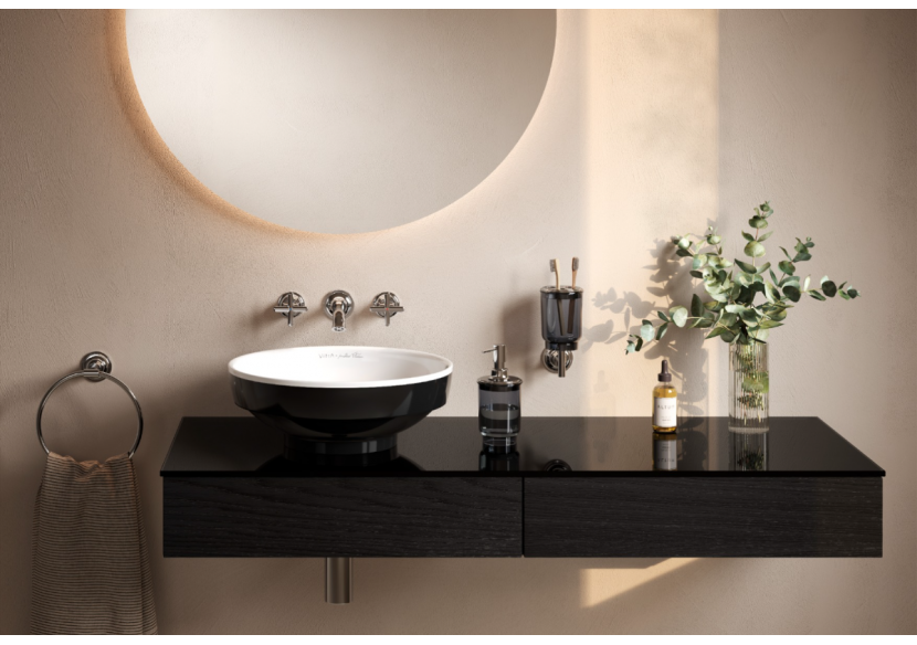 Origin plan de toilette avec tiroir, 120 cm, chêne noir structure, gauche - 65679 - Vitra