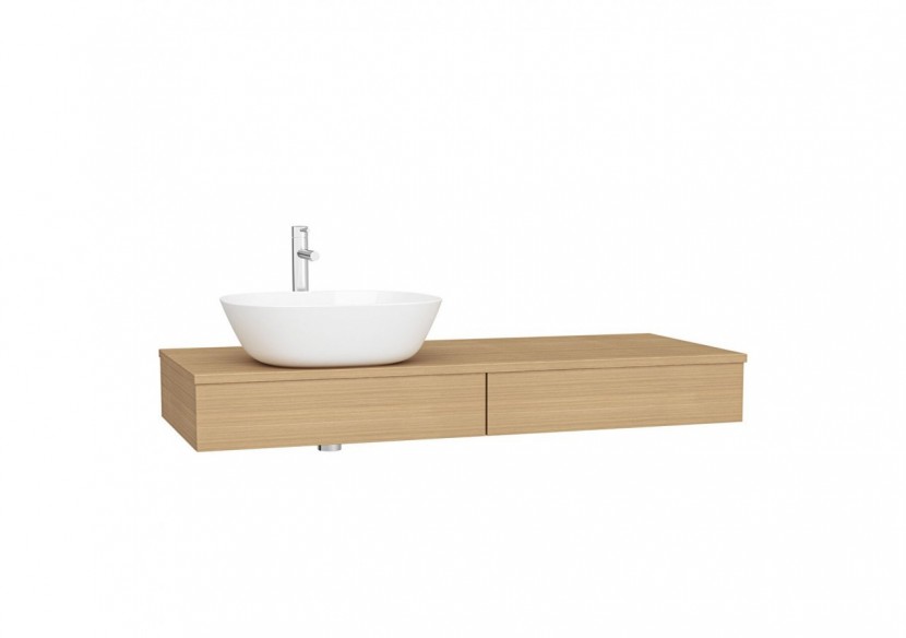 Origin plan de toilette avec tiroir, 120 cm, chêne ferrera, découpe pour siphon à gauche - 65681 - Vitra