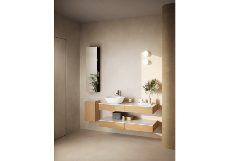 Origin plan de toilette avec tiroir, 120 cm, chêne ferrera, découpe pour siphon à gauche - 65681 - Vitra 2