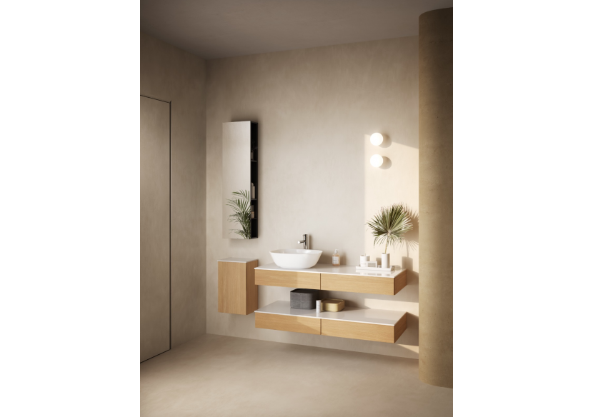 Origin plan de toilette avec tiroir, 120 cm, chêne ferrera, découpe pour siphon à gauche - 65681 - Vitra