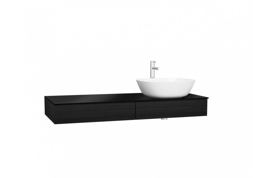 Origin plan de toilette avec tiroir, 120 cm, chêne noir structure, droite - 65682 - Vitra