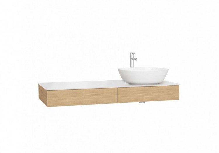Origin plan de toilette avec tiroir, 120 cm, chêne ferrera, découpe pour siphon à droite - 65684 - Vitra