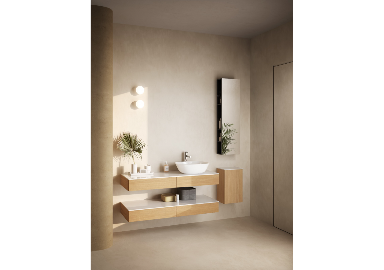 Origin plan de toilette avec tiroir, 120 cm, chêne ferrera, découpe pour siphon à droite - 65684 - Vitra