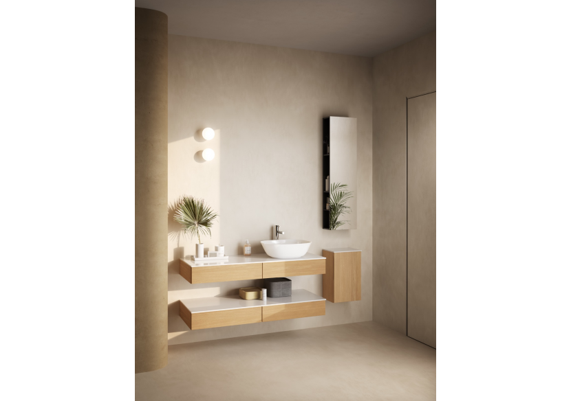 Origin plan de toilette avec tiroir, 120 cm, chêne ferrera, découpe pour siphon à droite - 65684 - Vitra