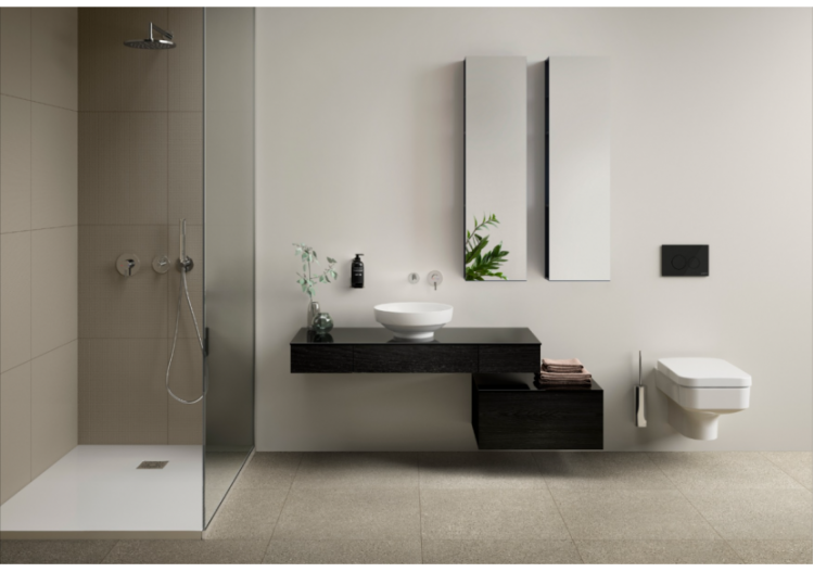 Origin plan de toilette avec tiroir, 120 cm, chêne noir structure, centre - 65686 - Vitra 2