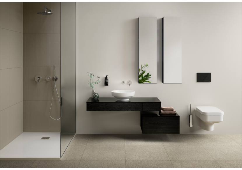 Origin plan de toilette avec tiroir, 120 cm, chêne noir structure, centre - 65686 - Vitra