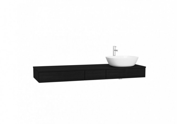 Origin plan de toilette avec tiroir, 150 cm, chêne noir structure, droite - 65692 - Vitra