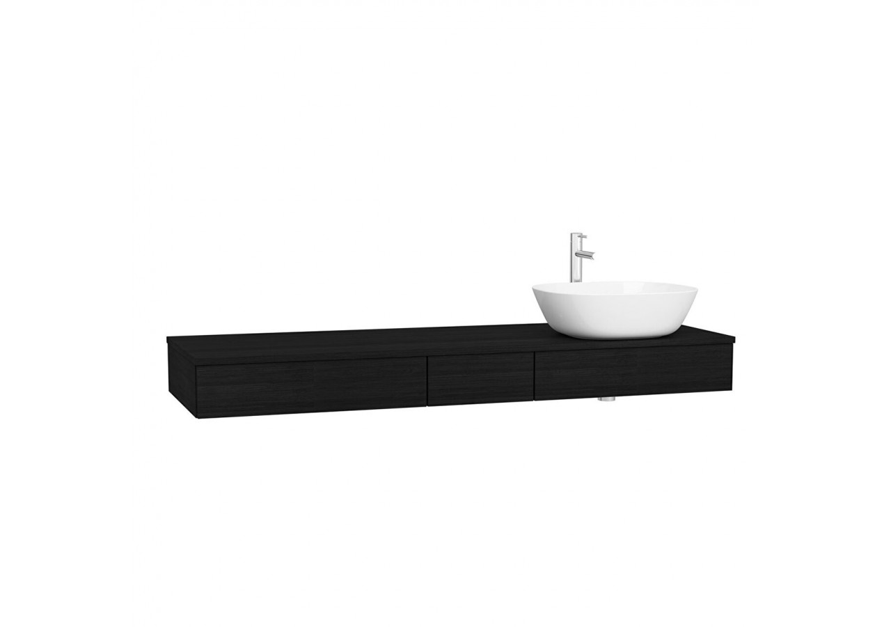 Origin plan de toilette avec tiroir, 150 cm, chêne noir structure, droite - 65692 - Vitra