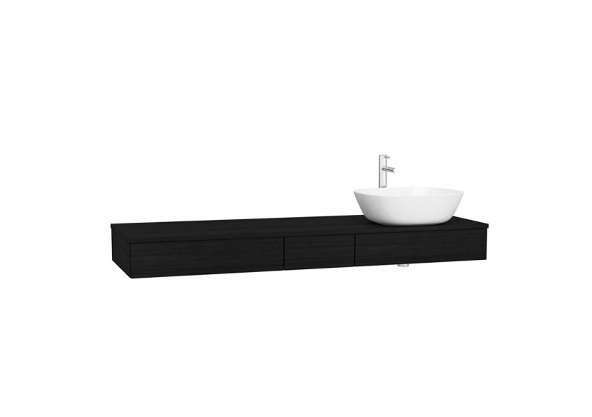 Origin plan de toilette avec tiroir, 150 cm, chêne noir structure, droite - 65692 - Vitra
