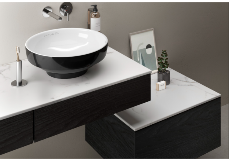 Origin plan de toilette avec tiroir, 150 cm, chêne noir structure, droite - 65692 - Vitra 2