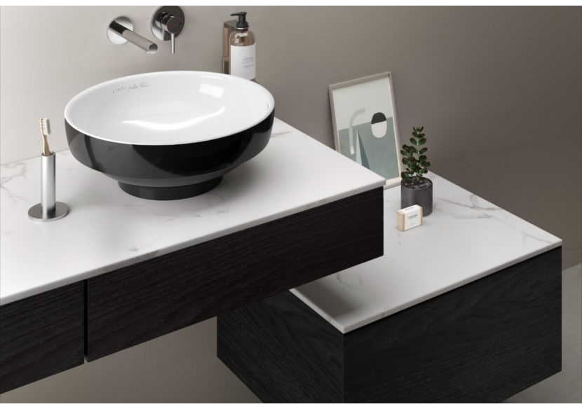 Origin plan de toilette avec tiroir, 150 cm, chêne noir structure, droite - 65692 - Vitra