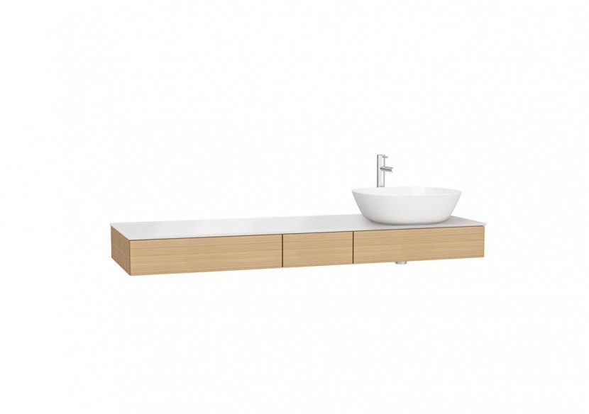 Origin plan de toilette avec tiroir, 150 cm, chêne ferrera, découpe pour siphon à droite - 65694 - Vitra