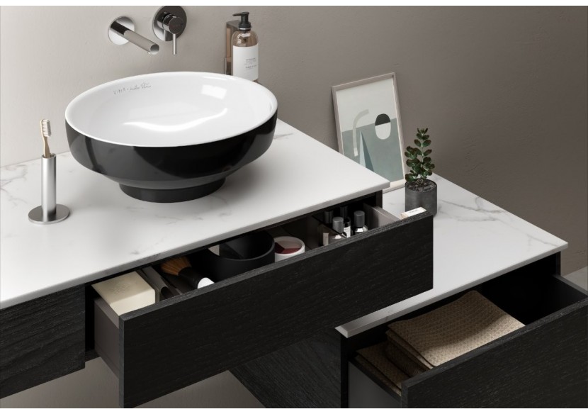 Origin plan de toilette avec tiroir, 150 cm, chêne noir structure, centre - 65695 - Vitra
