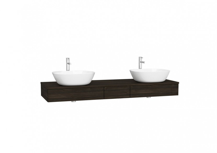 Origin plan de toilette avec tiroir, 150 cm, orme, découpe pour siphon au centre - 65696 - Vitra