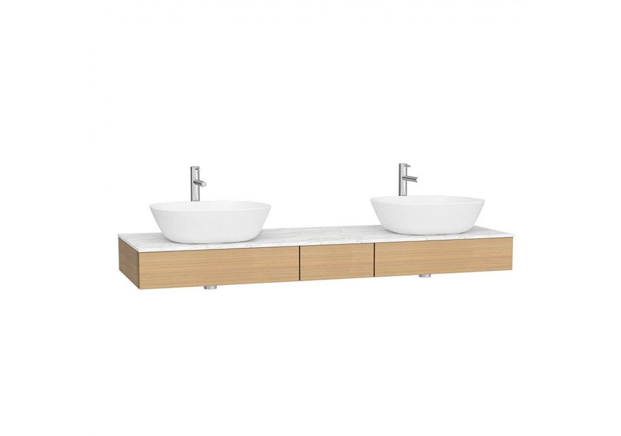 Origin plan de toilette avec tiroir, 150 cm, chêne ferrera, découpe pour siphon au centre - 65697 - Vitra