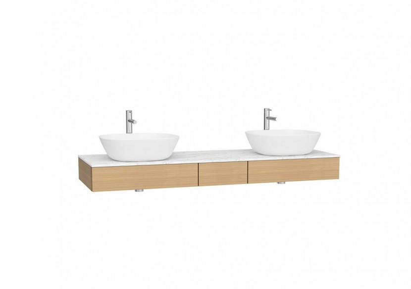 Origin plan de toilette avec tiroir, 150 cm, chêne ferrera, découpe pour siphon au centre - 65697 - Vitra