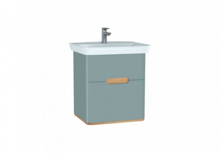 Sento meuble avec plan céramique, 63 cm, vert fjord mat, 2 tiroirs coulissante - 65876 - Vitra