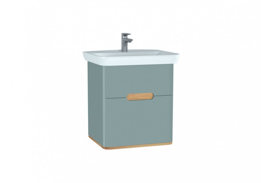 Sento meuble avec plan céramique, 63 cm, vert fjord mat, 2 tiroirs coulissante - 65876 - Vitra