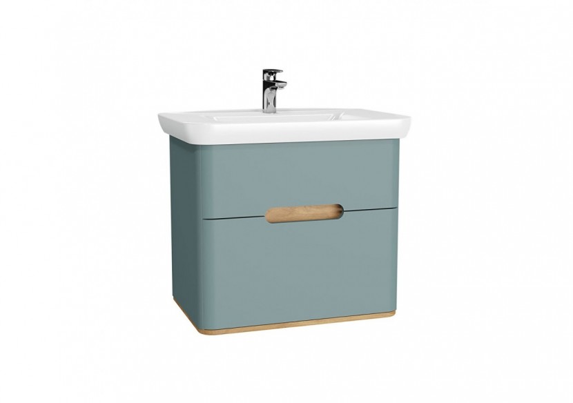 Sento meuble avec plan céramique, 78 cm, vert fjord mat, 2 tiroirs coulissante - 65877 - Vitra
