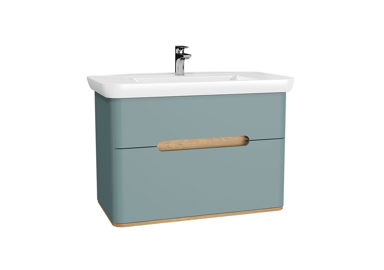 Sento meuble avec plan céramique, 98 cm, vert fjord mat, 2 tiroirs coulissante - 65878 - Vitra